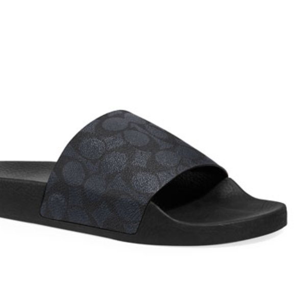 Men's COACH Charcoal Black Signature Logo Pool Slides Slip On Sandals 9 - Picture 6 of 9
